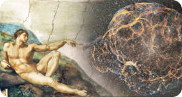 Seth szerint Krisztus, amikor az Atyáról és Fiúról beszélt, a titáni képességű teljes én (lélek) és a fizikai életben részt vevő része (ember) kapcsolatára gondolt (kép: J-P Metsavainio: Creation of Adam).