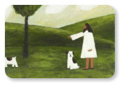 Naiv stílusú képei a szívhez szólnak. Bibliai "áthallású" festményei közül néhány ebben a videóban is szerepel (itt: Jesus and His Dogs).