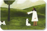 Naiv stílusú képei a szívhez szólnak. Bibliai "áthallású" festményei közül néhány ebben a videóban is szerepel (itt: Jesus and His Dogs).