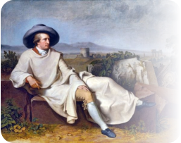 Johann Wolfgang von Goethe (1749 – 1832) német író, költő, grafikus, természettudós, jogász és politikus. A német irodalom egyik klasszikusa, a világirodalom egyik legnagyobb költője. A kép olaszországi utazásának egyik helyszínát ábrázolja.